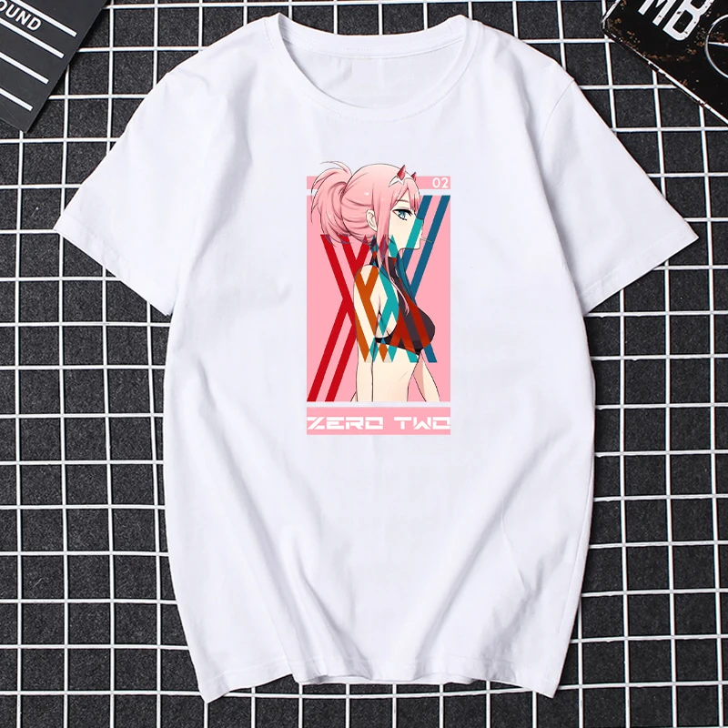 Футболка с принтом аниме Darling In The Franxx крутая футболка для девушек Zero Two 002 топы