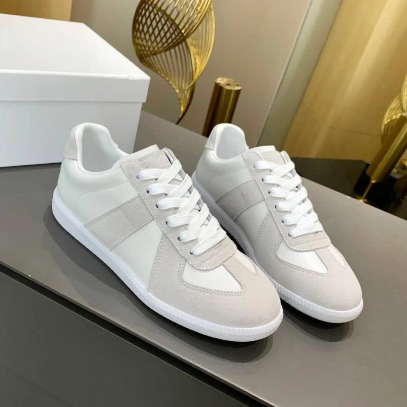 

Men Women Lace Up Flat Casual Shoes Patchwork White Sneakers Spring Outwear
