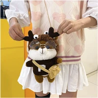 new kawaii cartoon lalafanfan squirrel plush toy crossbody bag stuffed shoulder bag animal doll pillow birthday gift for girl