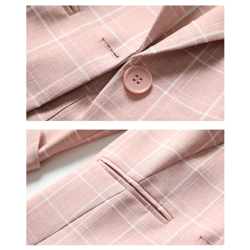Fashion Blazers Jacket Ladies Plaid Work Office Blazers Ladies Spring and Autumn Casual Three-quarter Sleeve Jacket 2023 New