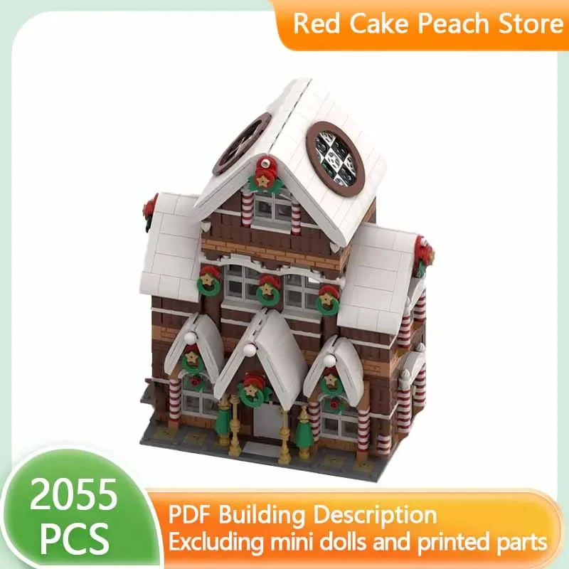 Популярный вид на улицу MOC строительные кирпичи подарочная фабрика Санта-Клауса