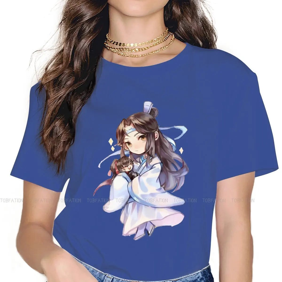 

Футболки LANZHAN с CHIBI WEIYING 4XL женские, уличная одежда из ткани МО дао ЗУ Ши Харадзюку с круглым вырезом