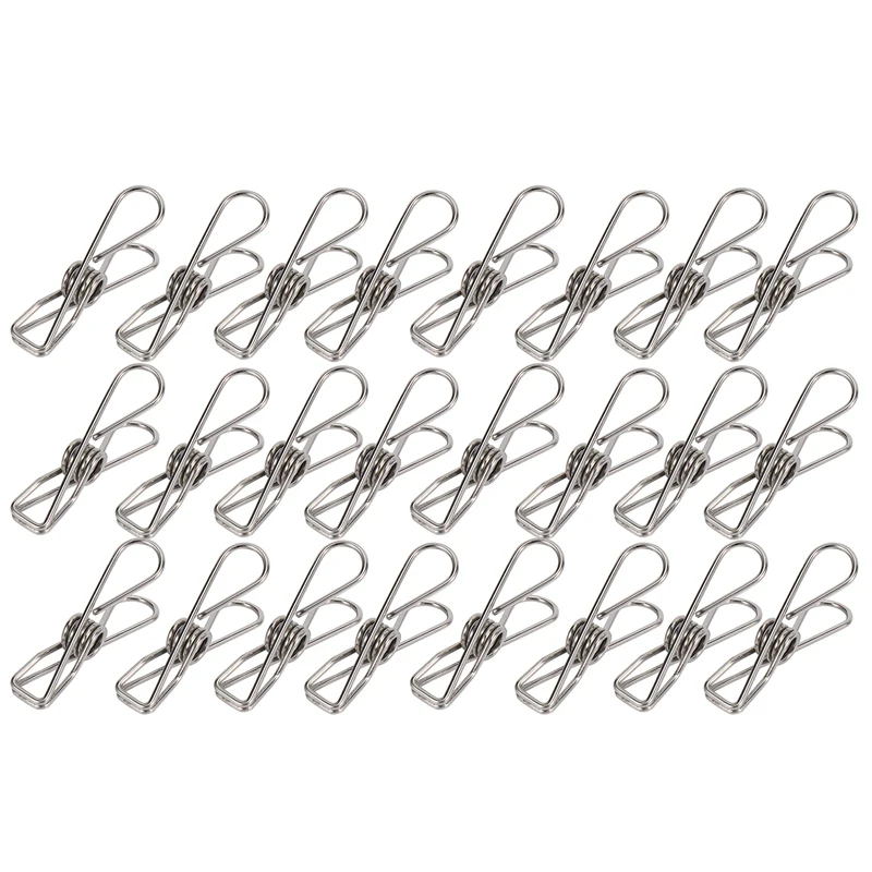 

New-24 Pcs Stainless Steel Wire Clip, Multi-Function Clip, Utility Clip Pins Hanging Clip Office Fastener, Metal Wire Clip For C