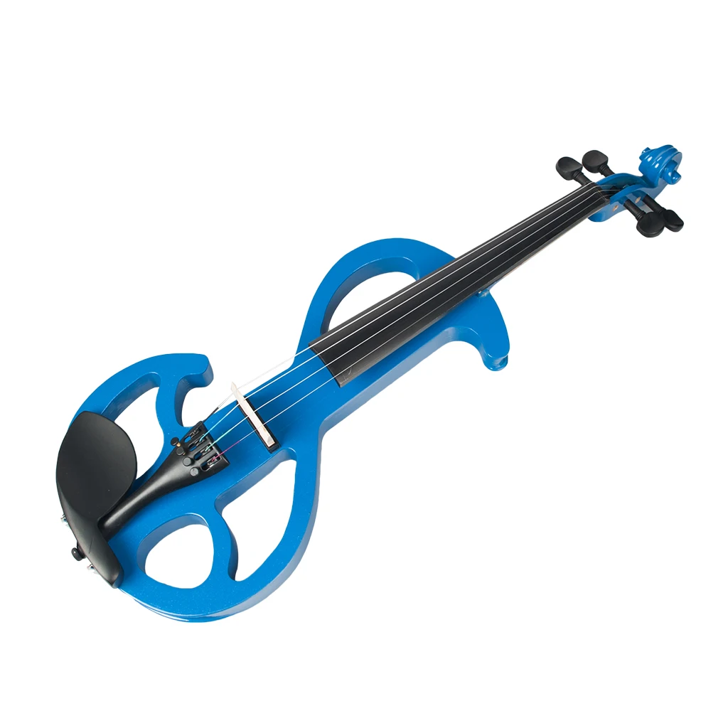 Mugig Electric Violin 4/4 Full Size Blue Solid Wood Silent Violin with Audio Cable And Rosin For Beginners Adults Students enlarge