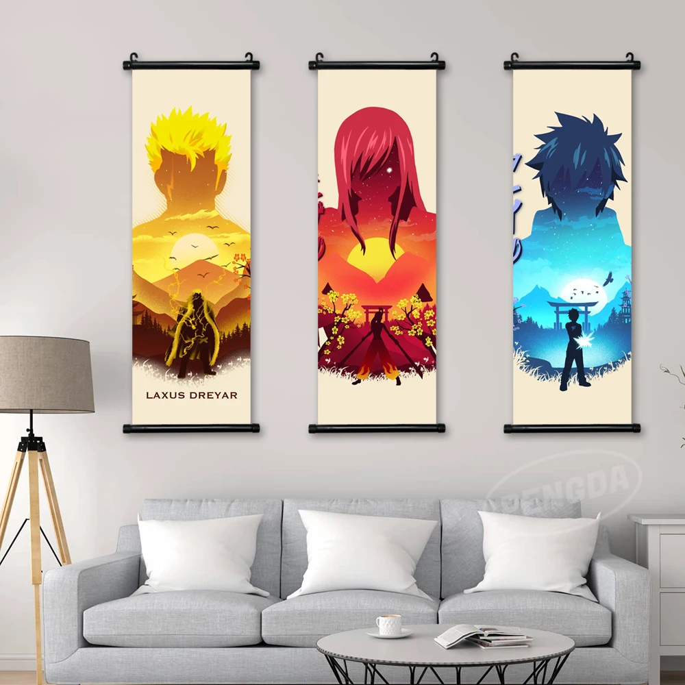 

Home Decor Fairy Tail Wall Art Etherious Natsu Dragneel Painting Erza Scarlet Hanging Scrolls Anime Canvas Print Picture Poster