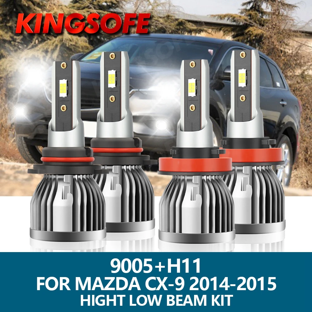 

KINGSOFE 4Pcs 26000LM Led Bulb High Beam Headlight 9005 H11 6000K 12V Car Auto HeadLamp For Mazda CX-9 2014-2015
