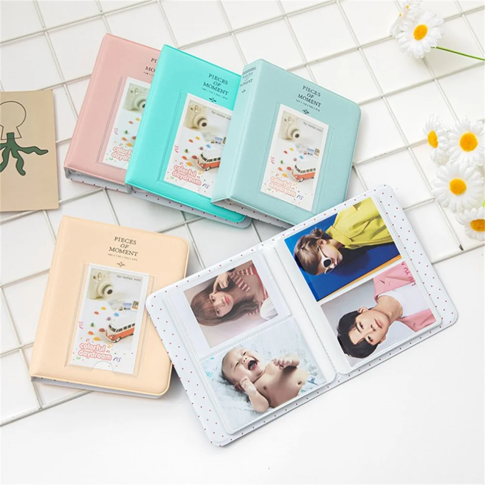 

Solid Color 3-inch Photo Album 64 Pockets Photocard Holder With Heart Pendant Kpop Idol Cards Collect Book Polaroid Album