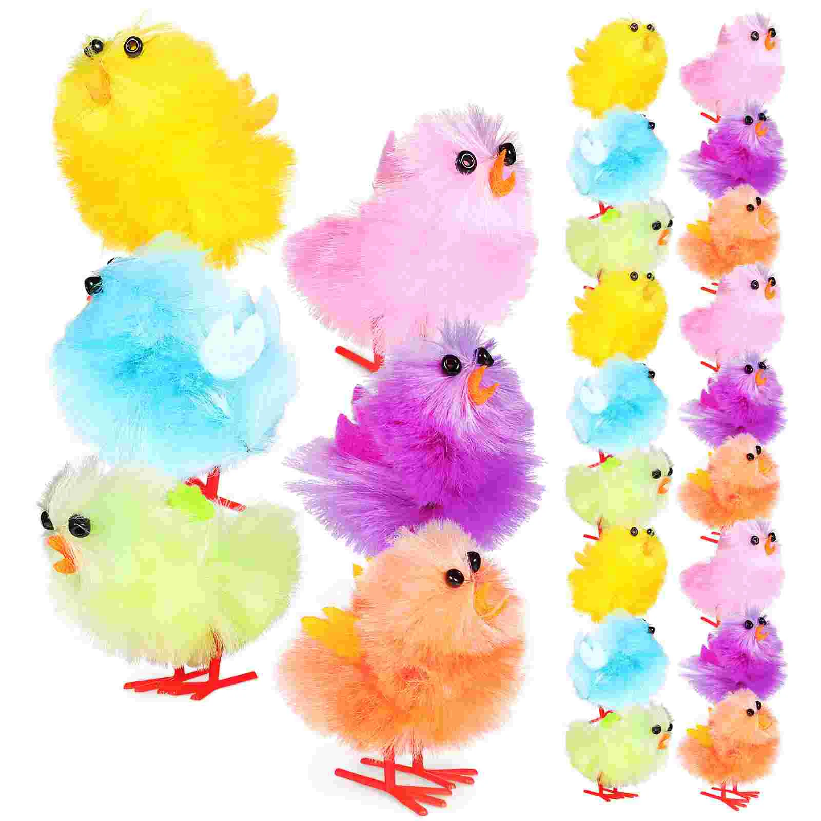 

36 шт., цветные миниатюрные пушистые цыплята