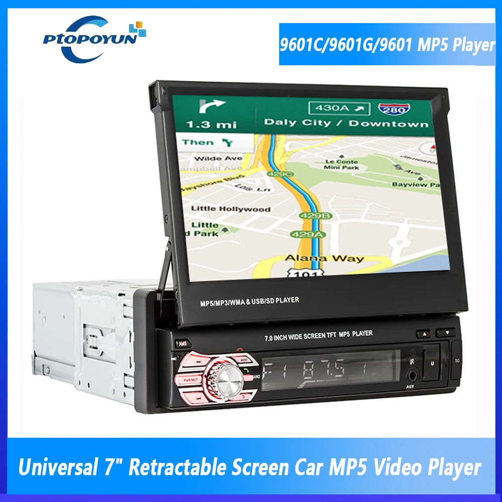 Ptopoyun 9601C&9601&9601G GPS 1din Carplay Car Radio Universal 7