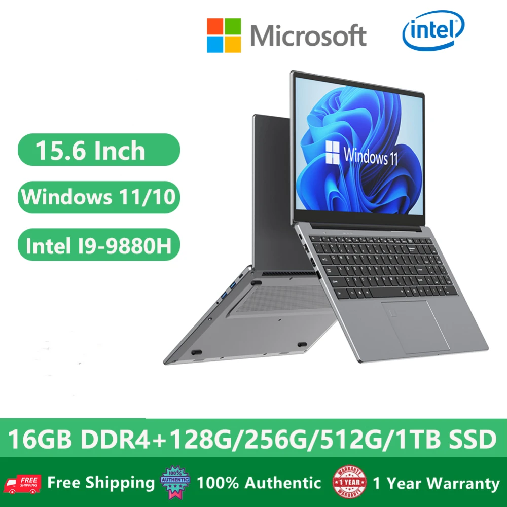 2023 Laptops I9 Gaming Notebooks Win11 Metal Netbook Office Computer PC 15.6