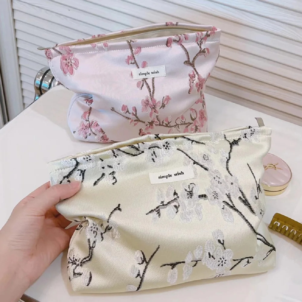 Korean Flower Women's Cosmetic Bag & Case Cotton Toilet Bags Ladies Travel Cosmetics Organizer Storage Pouch Bag Female Handbag