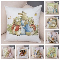 short plush pillowcase cute cartoon rabbit print series pattern pillowcase square pillowcase home office decoration pillowcase