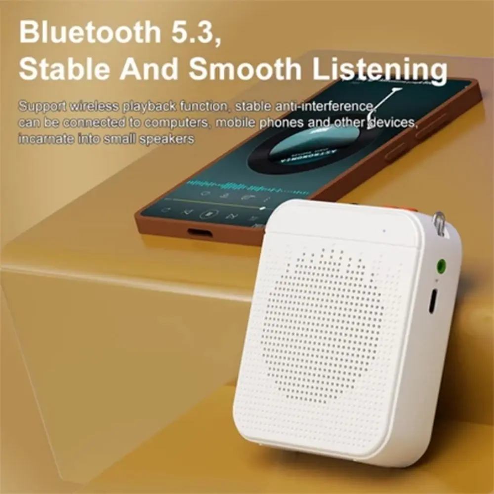 Фото Беспроводной усилитель голоса K5 с ремнем, легкий Bluetooth-динамик, FM-радио, пластиковый усилитель звука для занятий учителями №4