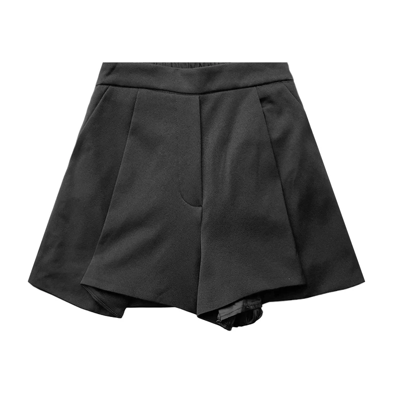 

Элегантная черная плиссированная эластичная юбка А-силуэта с высокой талией и антибликовым покрытием