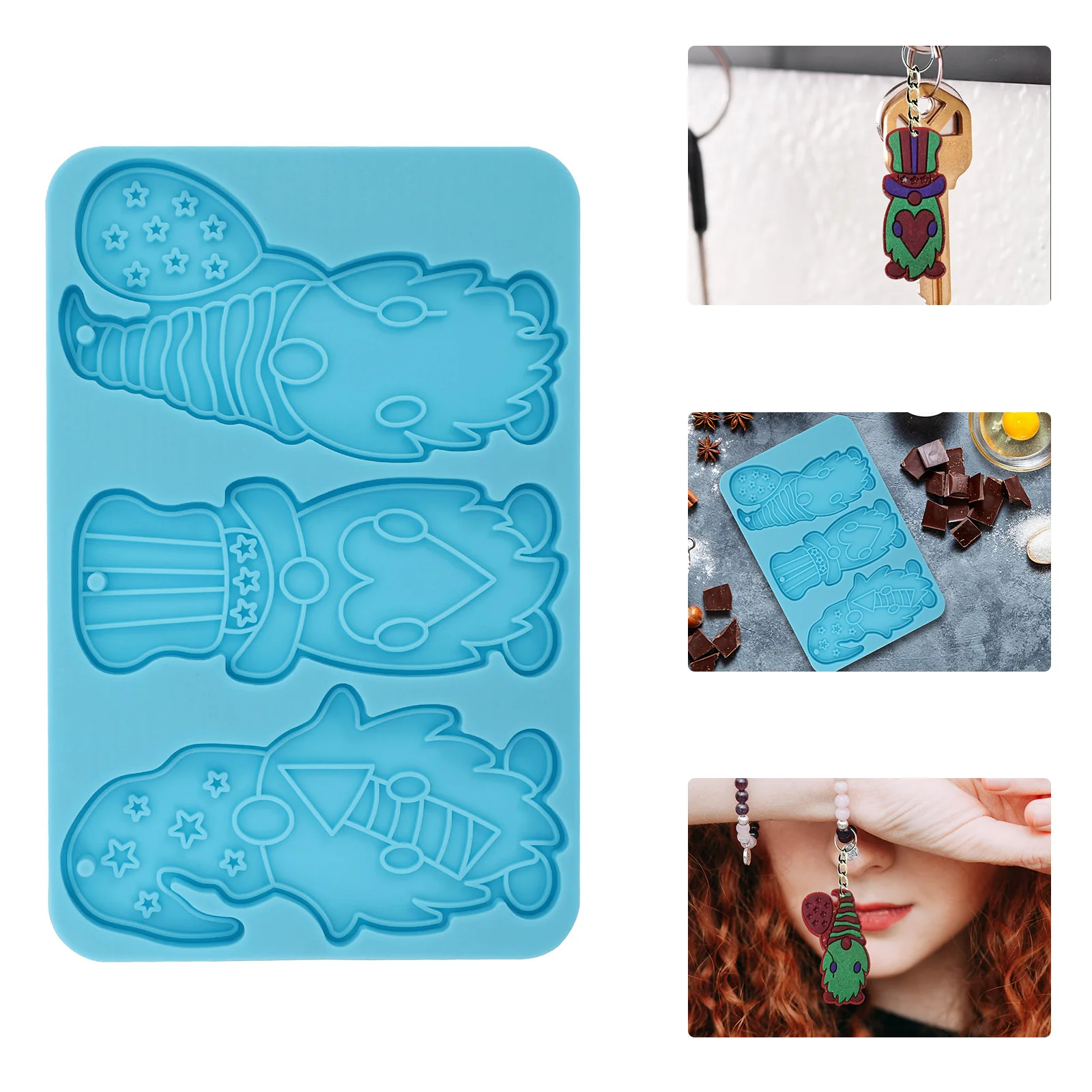 

Mold Silicone Keychain Gnome Molds Resin Casting Jewelry Moulds Clay Diy Shape Christmas Pendant Mould Making Santa Decoration