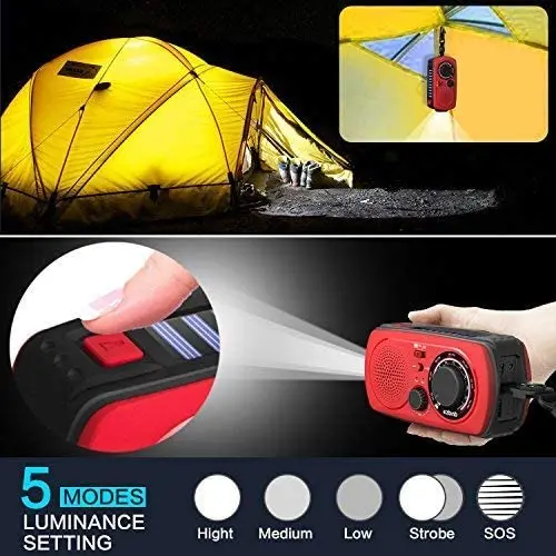 Emergency Solar Hand Crank Portable Radio - NOAA Weather for Household and Outdoor with Am/Fm Flashlight SOS A |