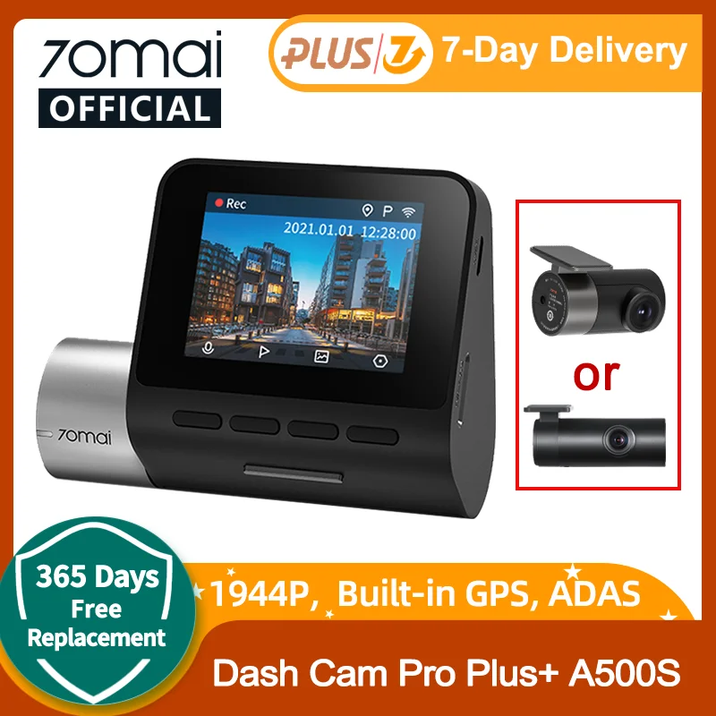 70mai Dash Cam Pro Plus A500S 1944P ADAS GPS Camera 70mai A500S Car DVR 24H Parking Support Rear Interior Cam 140FOV Recorder