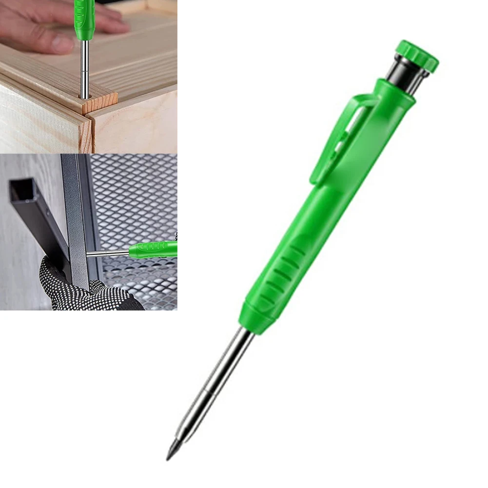 Carpenter Pencil Woodworking Pen Deep Hole Marker Pen For Deep Hole Marker With Refill Leads And Built-In Sharpener