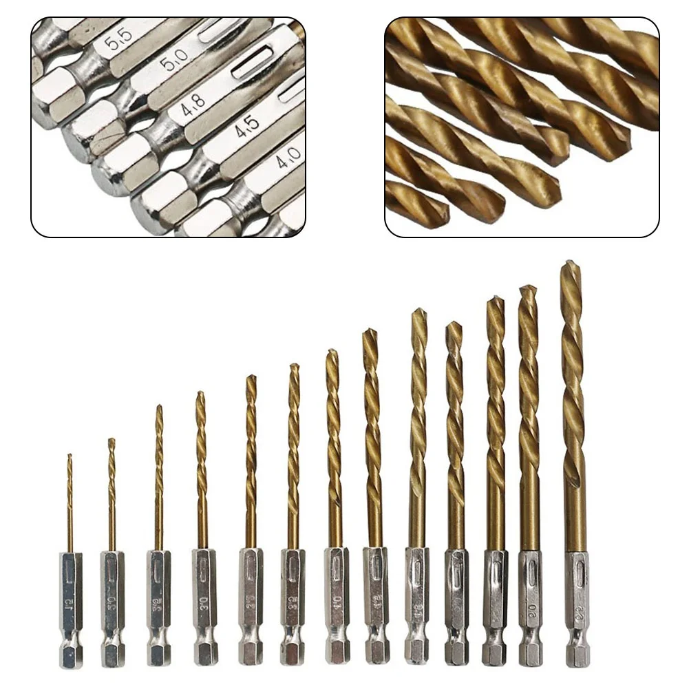 

Tool Drill Bits 13pcs/set Accessories Drilling Fittings For Wood Aluminum HSS High Speed Steel Parts Replacement