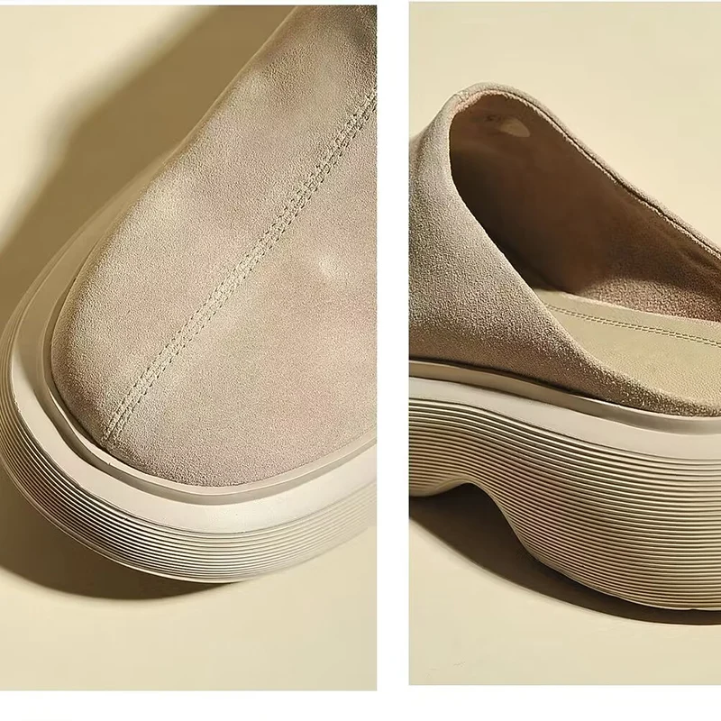 Women Flats Platform Slippers Casual Shoes 2023 New Summer Slingback Sandals Flip Flops Suede Ladies Mules Shoes Non Slip Slides