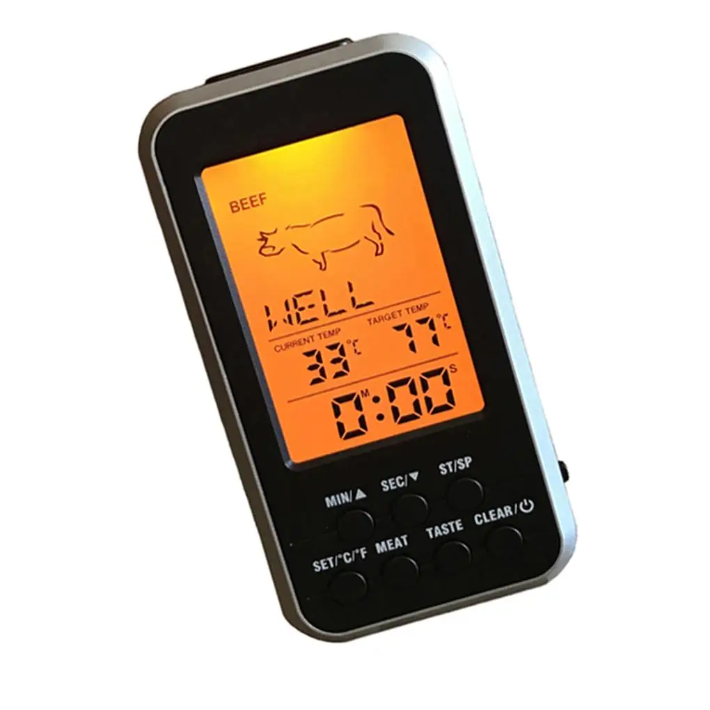 

Digital BBQ Thermometer Wireless Kitchen Oven Food Cooking Grill Smoker Meat Thermometer with Temperature Alarm Probe and Timer