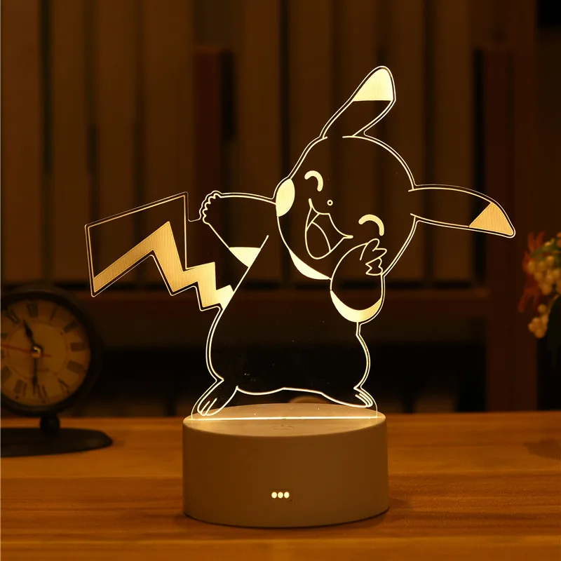 Kawaii Pokemon Pikachu Anime Figures 3D Led Night Lamp for Children Room Decor Birthday Gift Christmas Gifts for Kids Toys