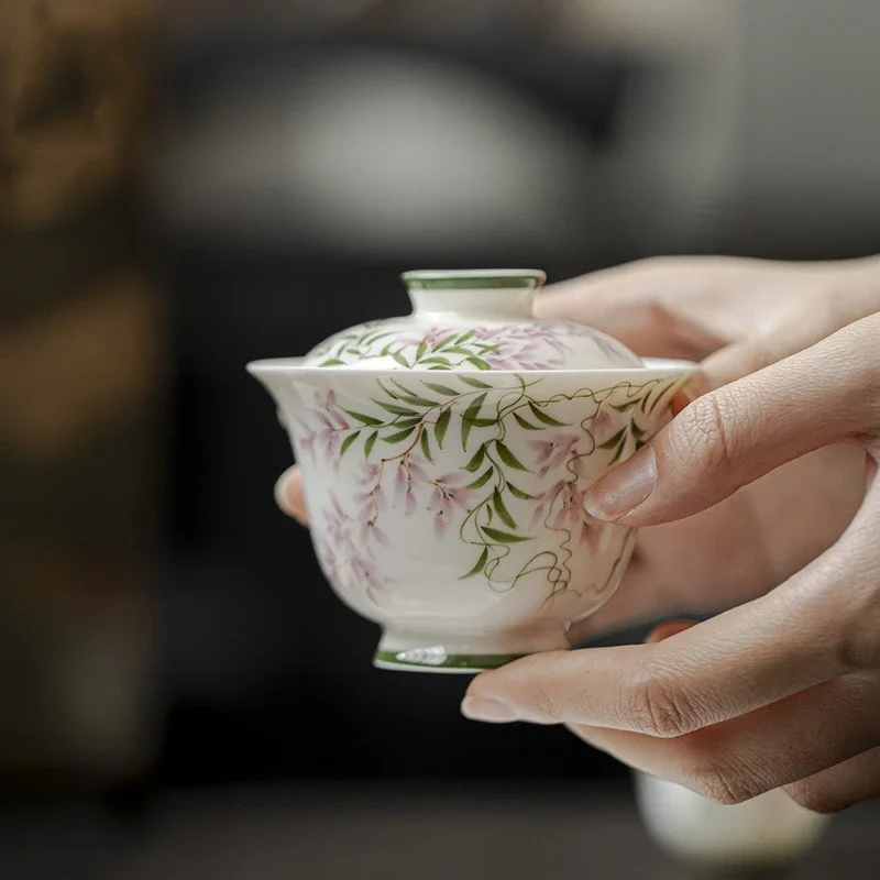 Ручная роспись Виноградная яда фарфоровый набор Gaiwan для чайной посуды чайная