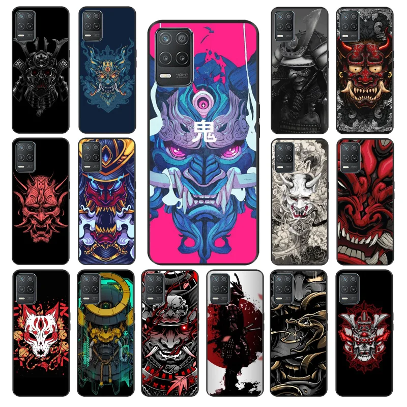 

Japanese Samurai Oni Mask Phone Case for OPPO Realme GT 2 Pro X2 Pro XT C25S 8 7 6 Pro 6i GT Master C3 C21 C21Y C11 X3 SuperZoom