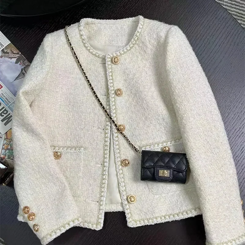 

Женская короткая куртка из твида, маленькое пальто в Корейском стиле, верхняя одежда знаменитостей, весна-осень 2023
