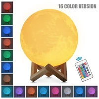 3d printed moon light rechargeable 16 color changing touch remote control baby night light christmas gift