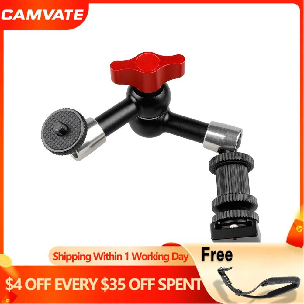 

CAMVATE 6.9" Articulating Magic Arm With 1/4" Cold Hot Shot Mount For DSLR Camera Cage Rig /LCD Monitor/LED/Flash Light Mounting