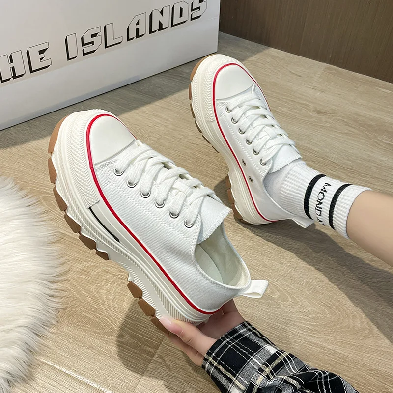 

Spring and Autumn Women's Shoes New Canvas Shoes Versatile Vulcanized Shoes Breathable Thick Sole Shoes Fashion Sneakers Women