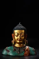 7 tibetan temple collection bronze outline in gold mosaic gem shakyamuni buddha head bust worship buddha town house exorcism