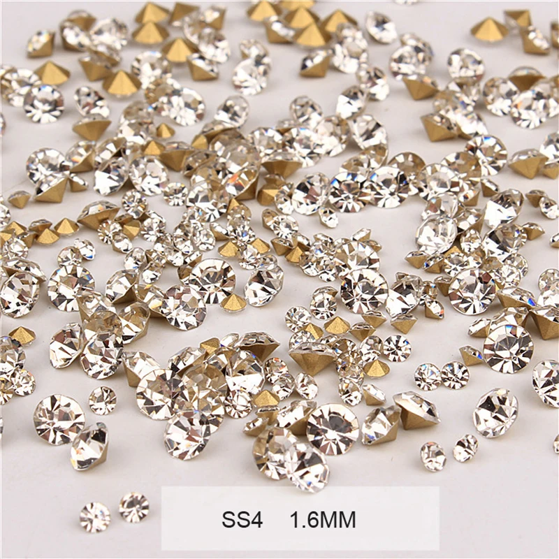 

1440pcs Clear/AB Nail Art Rhinestone Pointed Bottom Multi-Size Nail Crystal Diamond SS4-SS20 3D Bulk Drill Manicure Decoration*-