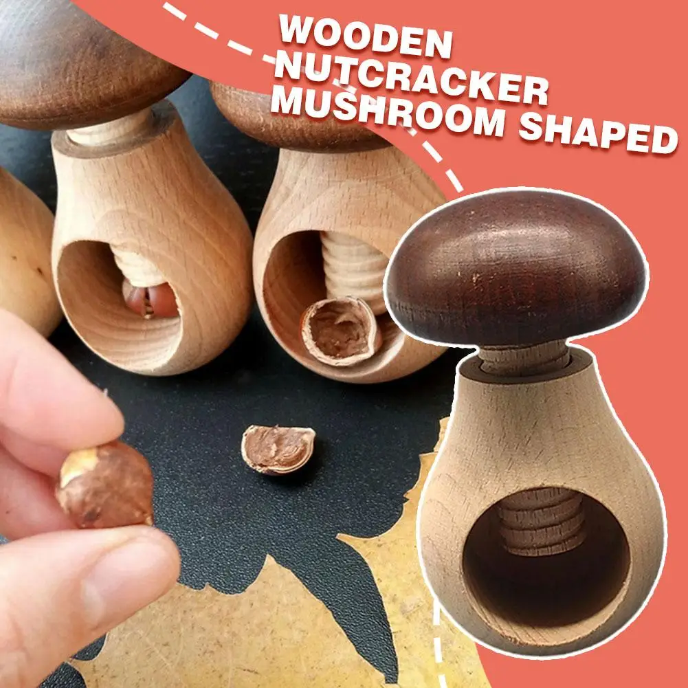 

Creative Wooden Nutcracker Mushroom Shaped Natural Mechanism Beech Screw Screw Nutcracker Solid Wood Mushroom Useful With T C7L2