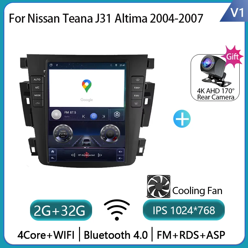 

9,7 "Android 14 для Nissan Teana J31 Altima 2004-2007 автомобильный радиоприемник мультимедийный навигационный плеер беспроводной Carplay DSP GPS NO 2DIN