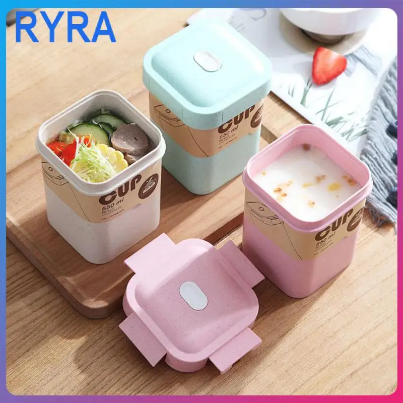 

Lunch Box A Cup Of Multi-use With Lid Oatmeal Cup Multifunction Beautiful Shape Breakfast Cup Square Sealed Soup Cup Snack Cup