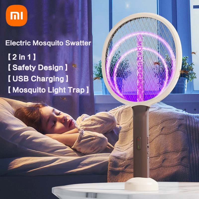 

XIAOMI Electric Mosquito Swatter USB Charging UV Mosquito Control Killer Lamp 3000V Electric Insect Racket Insect Repellent
