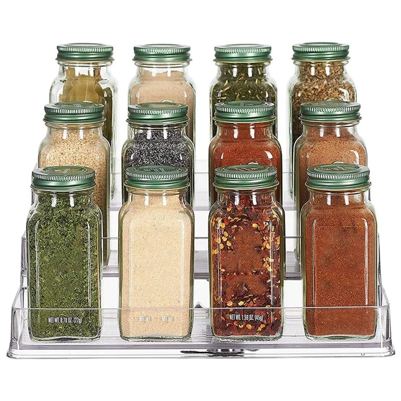 3-Tier Seasoning Rack Stepped Cabinet Storage Rack Transparent Spice And Food Kitchen Cabinet Pantry Shelf Organizer images - 6