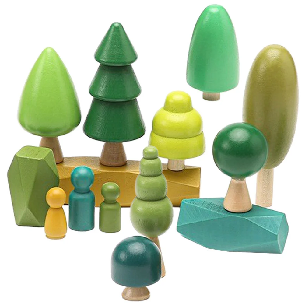 

Miniature Kit Top Hat Wooden Trees Montessori Block Stacking Forest Toy Toddler