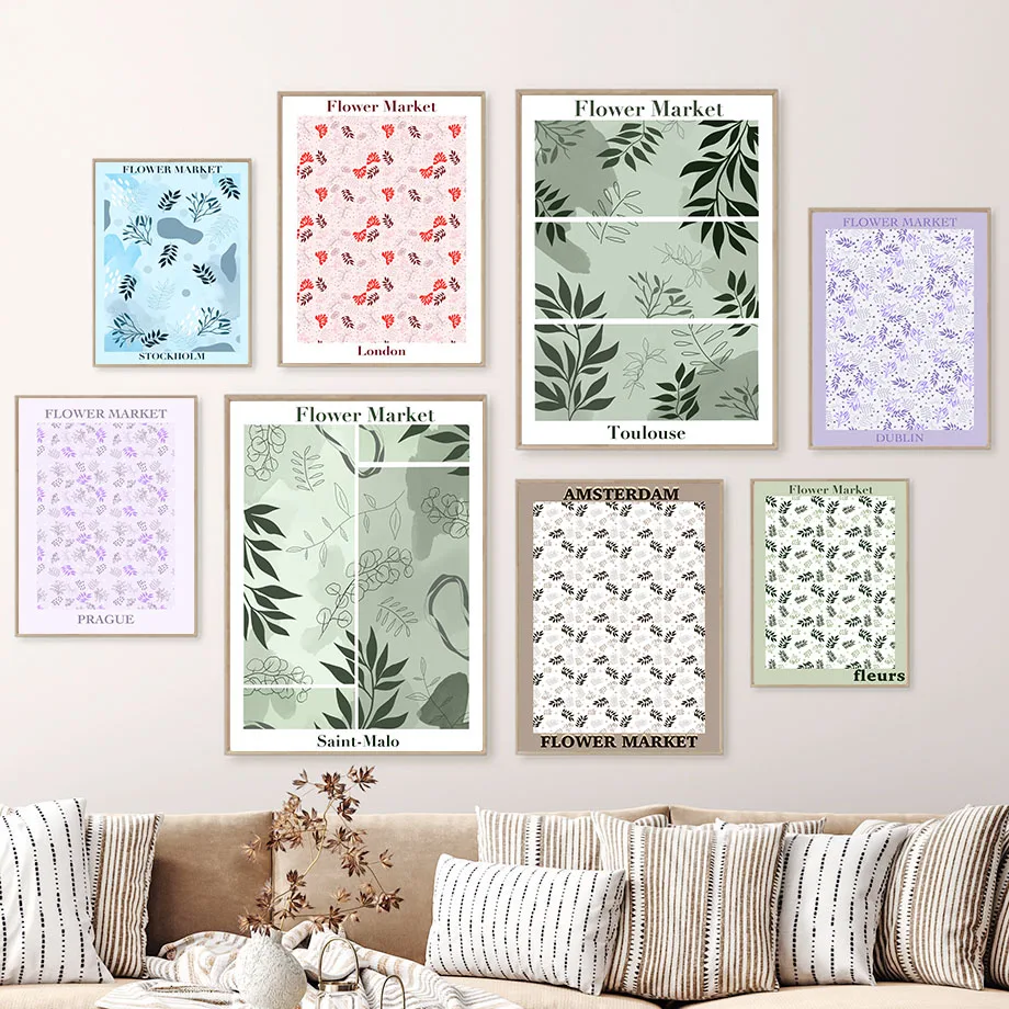

Color Abstract Minimalist Flower Market Wall Art Canvas Painting Nordic Posters And Prints Wall Pictures For Living Room Decor