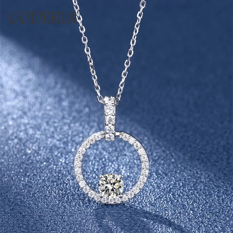 

0.5 Carat Certified Moissanite Sterling Silver Necklace Round Diamond Pendant Necklace for Women Man Promise Wedding Jewelry