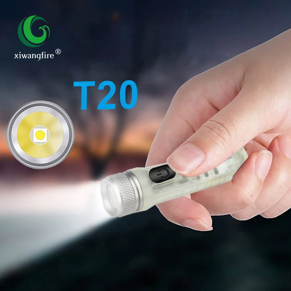 

IPX66 Waterproof Fluorescent Mini LED Torch Multi-Mode Belt Clip Camping Magnetic Portable Micro Keychain Multifunctional Light