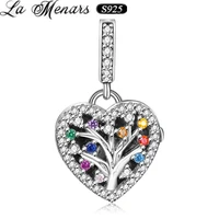 la menars colorful tree dangle charm sterling silver 925 pendant for bracelet phone charm woman jewelry diy making