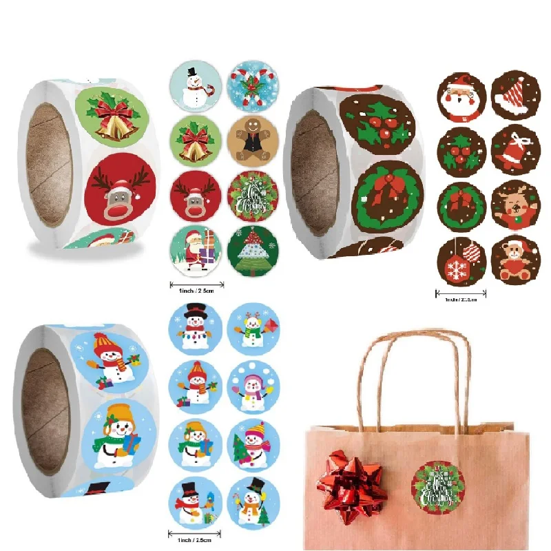 

Рождественская наклейка s 1/1.5 дюймов, круглая наклейка с Санта-Клаусом для наклеек ручной работы, этикетки для пакетов