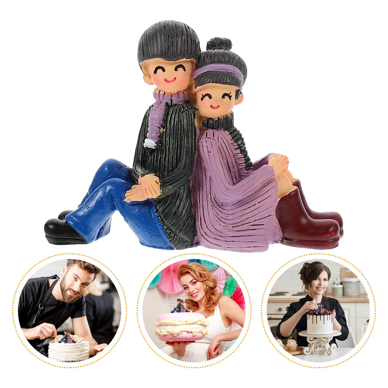 

2pcs Fashion Cake Doll Topper Micro Landscape Ornaments Miniature Lover Figurines