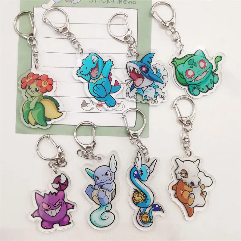 

Anime Cartoon Keychain Pikachu Cute Acrylic Double Sided Transparent Key Chain Ring Keyring Accessories Jewelry for Fans Gift