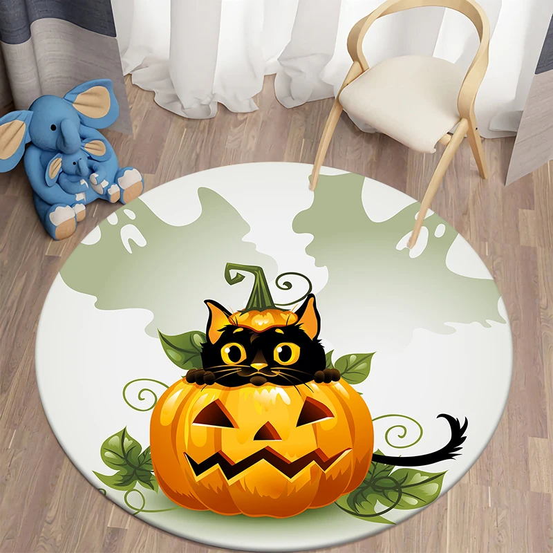 

Lovely Halloween round carpet floor mat living room carpet kitchen mat polyester carpet mat Doormat children's room decor