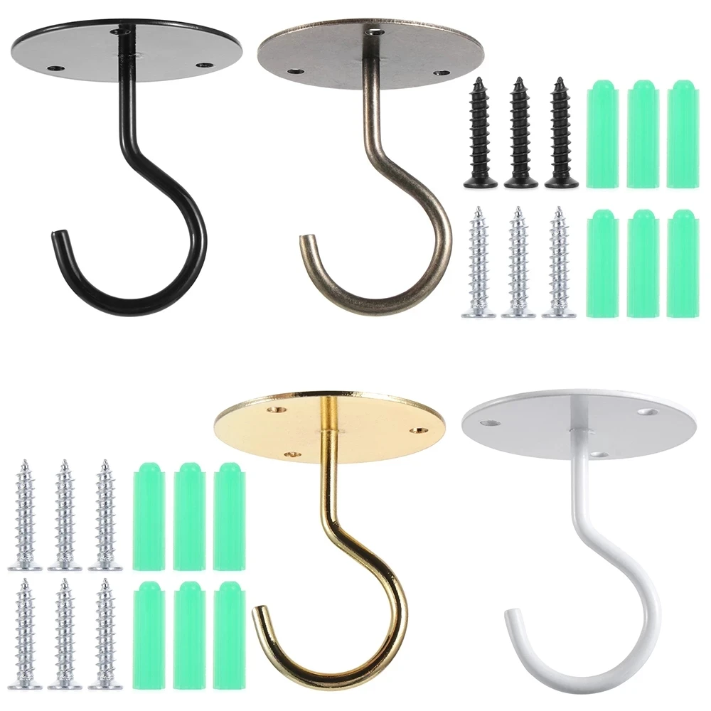 

7pcs/set Metal Wall Mounted Ceiling Hooks Hanging Basket Hooks Plants Lanterns Flower Pots Lights Home Decor Tools For Outdoor