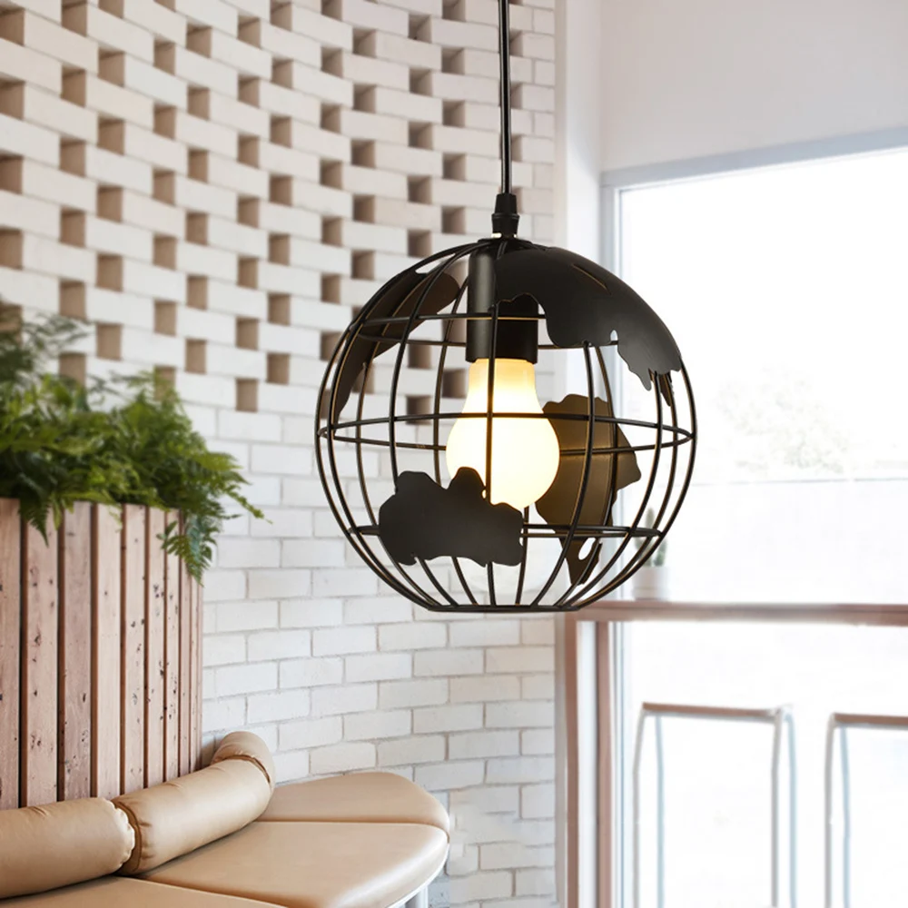 

Earth Shape Wrought Iron chandelier, Diameter 20 cm, E27 Creative ceiling light, Suitable for Restaurants, cafes, etc.